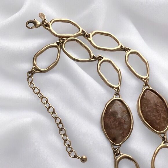 HUGE Chico’s Metal Stone Statement Necklace - Picture 5 of 8